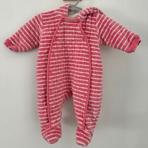 Nordstrom Baby Pink & White Striped Bunting Suit Snowsuit With Hood 3 Months